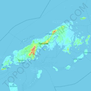 Mappa topografica Taitagan Island, altitudine, rilievo