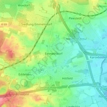 Mappa topografica Emmelndorf, altitudine, rilievo