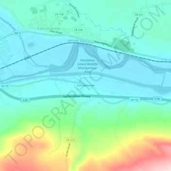 Mappa topografica Fort Herkimer, altitudine, rilievo