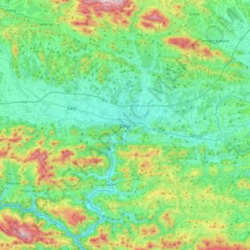 Mappa topografica Celje, altitudine, rilievo