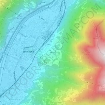 Mappa topografica Artore, altitudine, rilievo
