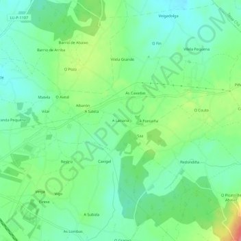 Mappa topografica A Laciana, altitudine, rilievo