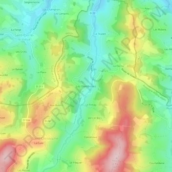 Mappa topografica Les Chambosses, altitudine, rilievo