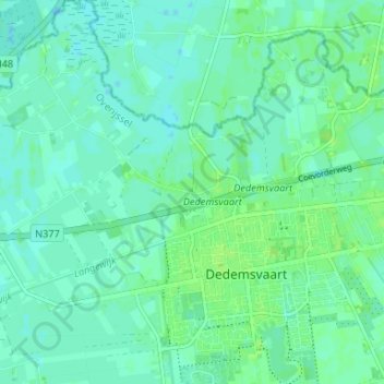 Mappa topografica De Mulderij, altitudine, rilievo