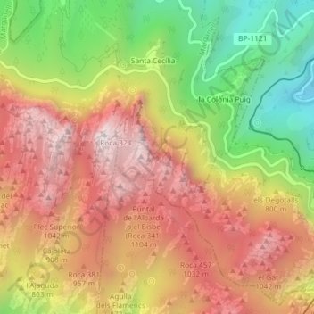Mappa topografica Canal del Moro, altitudine, rilievo