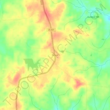 Mappa topografica Stroud, altitudine, rilievo