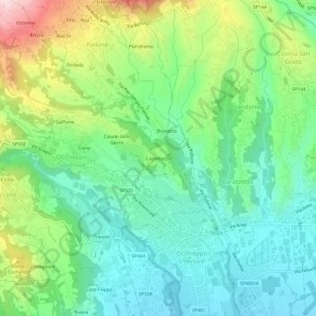 Mappa topografica Castellazzo, altitudine, rilievo