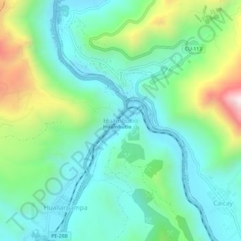 Mappa topografica Huambutio, altitudine, rilievo