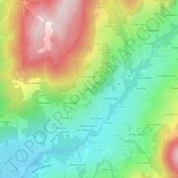 Mappa topografica Le Rosay, altitudine, rilievo