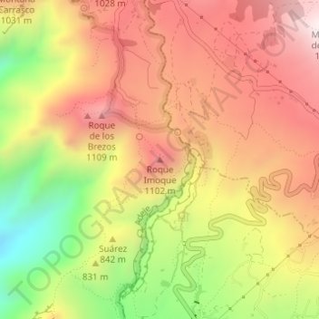Mappa topografica Roque Imoque, altitudine, rilievo