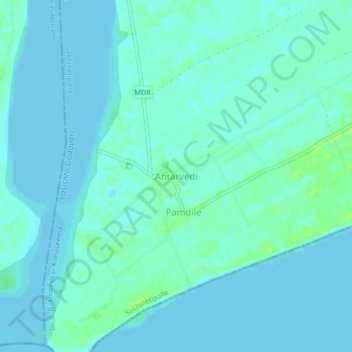 Mappa topografica Antarvedi, altitudine, rilievo