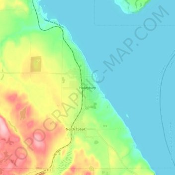 Mappa topografica Haileybury, altitudine, rilievo