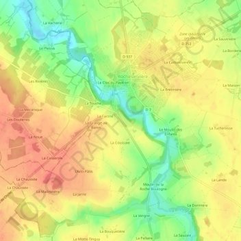 Mappa topografica Le Cormier, altitudine, rilievo