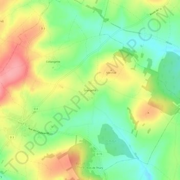 Mappa topografica Grangette, altitudine, rilievo