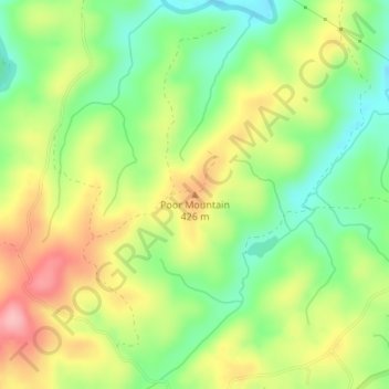 Mappa topografica Poor Mountain, altitudine, rilievo