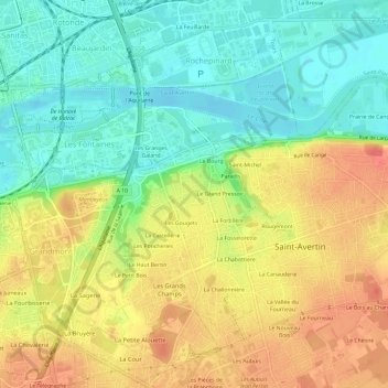 Mappa topografica Les Sables, altitudine, rilievo
