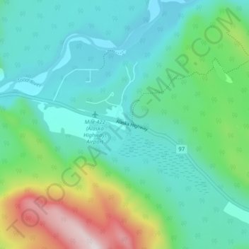 Mappa topografica Toad River, altitudine, rilievo