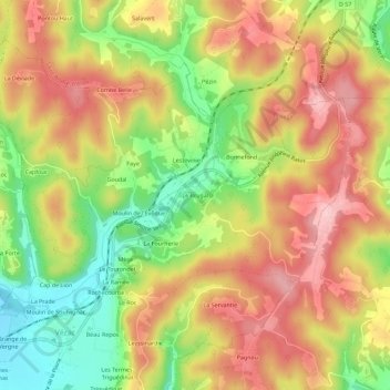 Mappa topografica Le Brugal, altitudine, rilievo