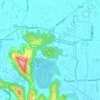 Mappa topografica Monte Piatto, altitudine, rilievo