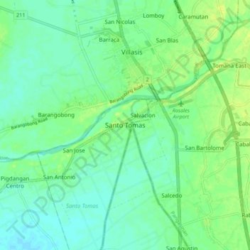 Mappa topografica Santo Tomas, altitudine, rilievo