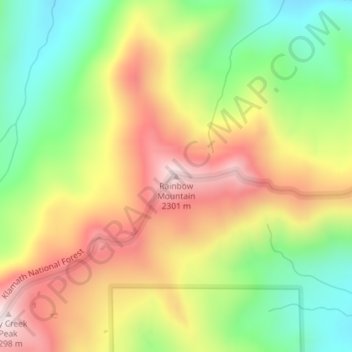 Mappa topografica Rainbow Mountain, altitudine, rilievo