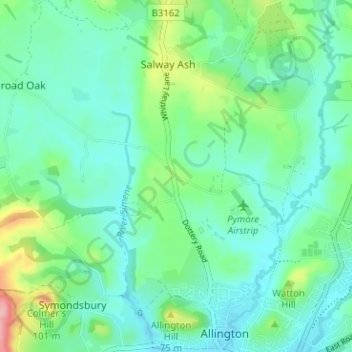 Mappa topografica Dottery, altitudine, rilievo