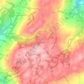 Mappa topografica La Grange, altitudine, rilievo