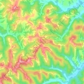 Mappa topografica Pleasant Hill, altitudine, rilievo