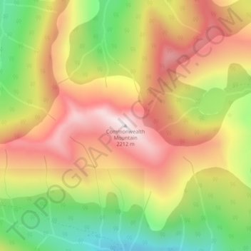 Mappa topografica Commonwealth Mountain, altitudine, rilievo