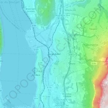 Mappa topografica Aix-les-Bains, altitudine, rilievo