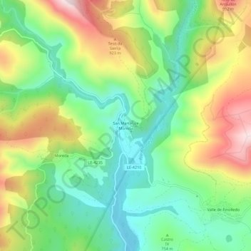 Mappa topografica San Martín de Moreda, altitudine, rilievo