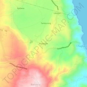 Mappa topografica Buhangin, altitudine, rilievo