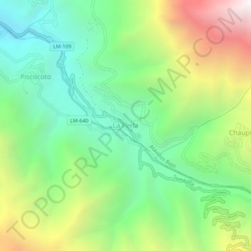 Mappa topografica La Perla, altitudine, rilievo