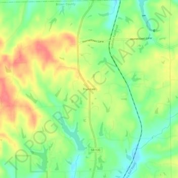 Mappa topografica Fruitdale, altitudine, rilievo