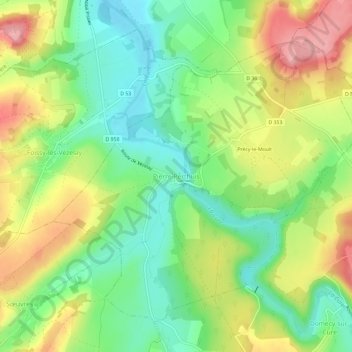 Mappa topografica Pierre-Perthuis, altitudine, rilievo