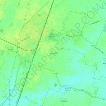 Mappa topografica Armonville, altitudine, rilievo