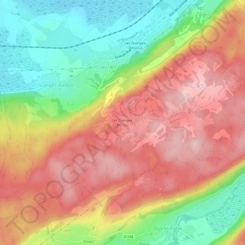 Mappa topografica Les Granges-Dessus, altitudine, rilievo