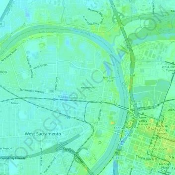 Mappa topografica Broderick, altitudine, rilievo