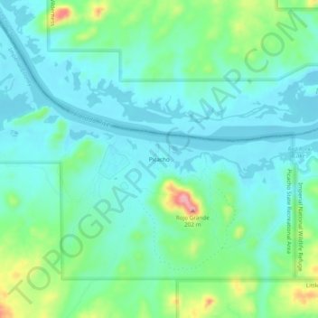 Mappa topografica Picacho, altitudine, rilievo