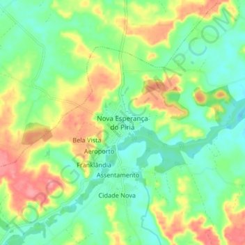 Mappa topografica Nova Esperança do Piriá, altitudine, rilievo