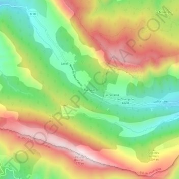 Mappa topografica Barnaud, altitudine, rilievo