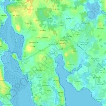 Mappa topografica Pen er Stêr, altitudine, rilievo