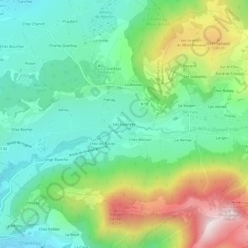 Mappa topografica Les Faverges, altitudine, rilievo