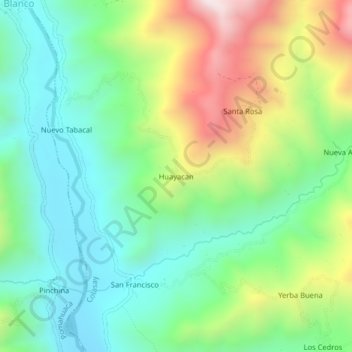 Mappa topografica Huayacan, altitudine, rilievo