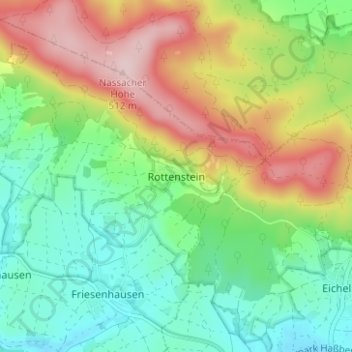 Mappa topografica Rottenstein, altitudine, rilievo