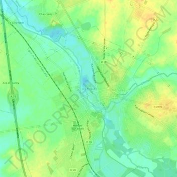 Mappa topografica Les Préaux, altitudine, rilievo