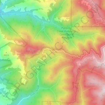 Mappa topografica Grabtown, altitudine, rilievo
