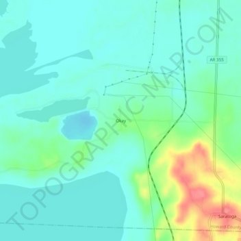Mappa topografica Okay, altitudine, rilievo