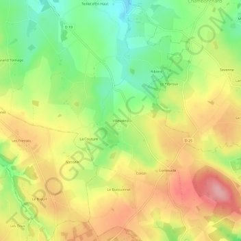 Mappa topografica Villevaleix, altitudine, rilievo