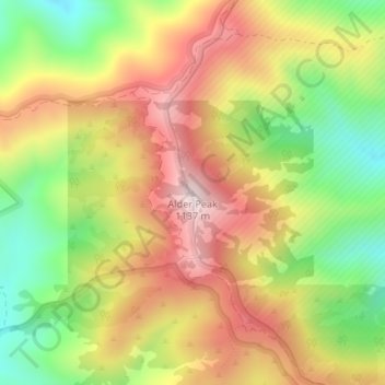 Mappa topografica Alder Peak, altitudine, rilievo